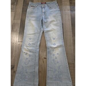 Vintage W&W Jean Y2K Butterfly Embroidered Flare Jeans Light Wash 27in Waist